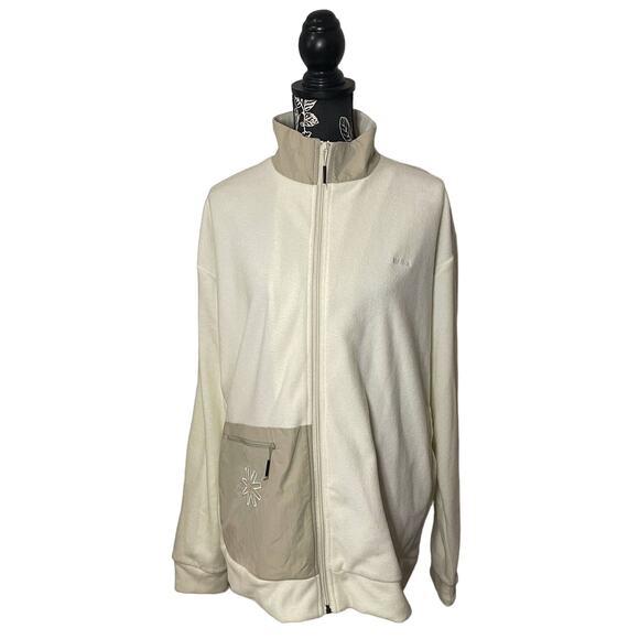 NEW RAINS Fleece Jacket 18640 Fossil Cream Beige Color Zip Up Unisex Large - Picture 1 of 16